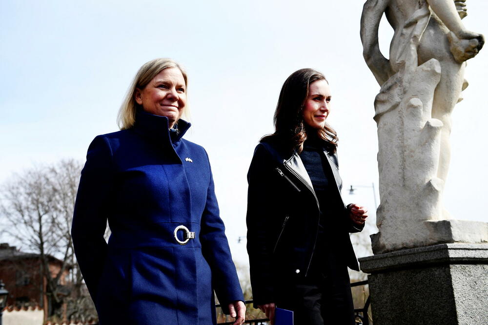 Švedska premijerka Magdalena Anderson i premijerka Finske Sana Marin u Stokholmu 13. aprila