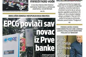 Naslovna strana "Vijesti" za 15. april