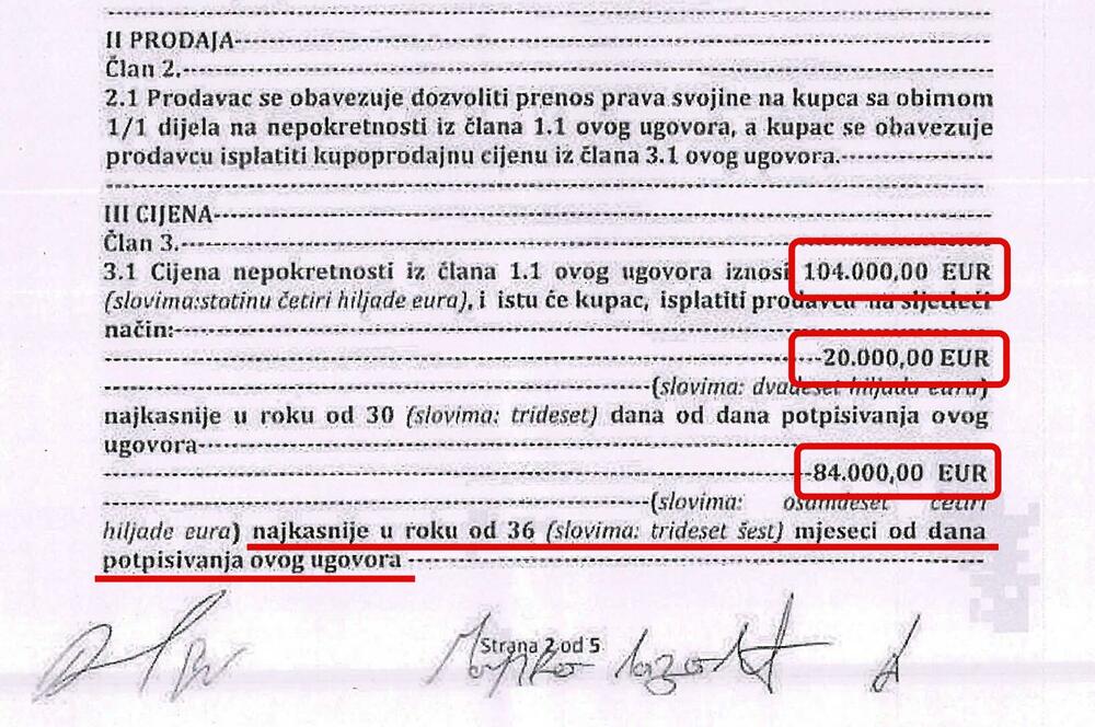 Izvod iz ugovora o kupovii stana Marka Lazovića 