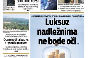 Naslovna strana "Vijesti" za 16. april