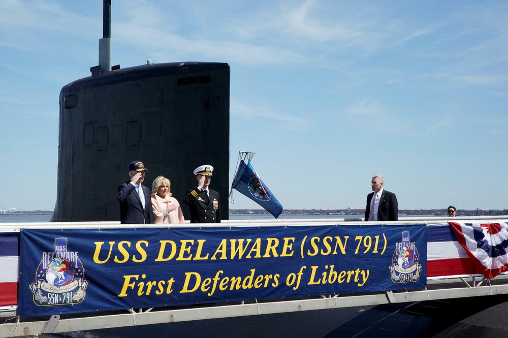 Predsjednik SAD Džo Bajden i prva dama Džil Bajden na nuklearnoj podmornici "USS Delaware", Foto: ELIZABETH FRANTZ