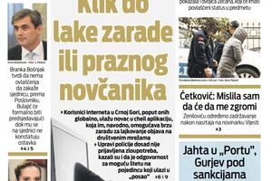 Naslovna strana "Vijesti" za 21. april 2022.