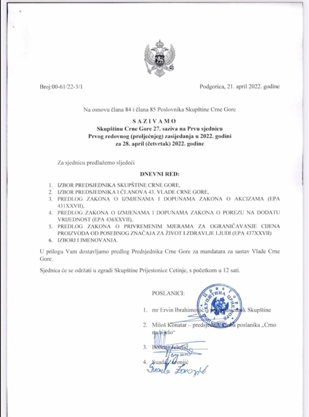 dopis sjednica skupštine