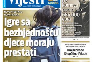 Naslovna strana "Vijesti" za 28. april 2022.