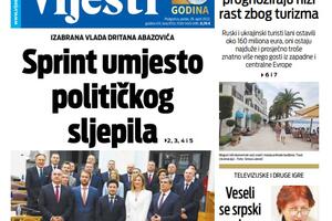 Naslovna strana "Vijesti" za 29. april 2022.