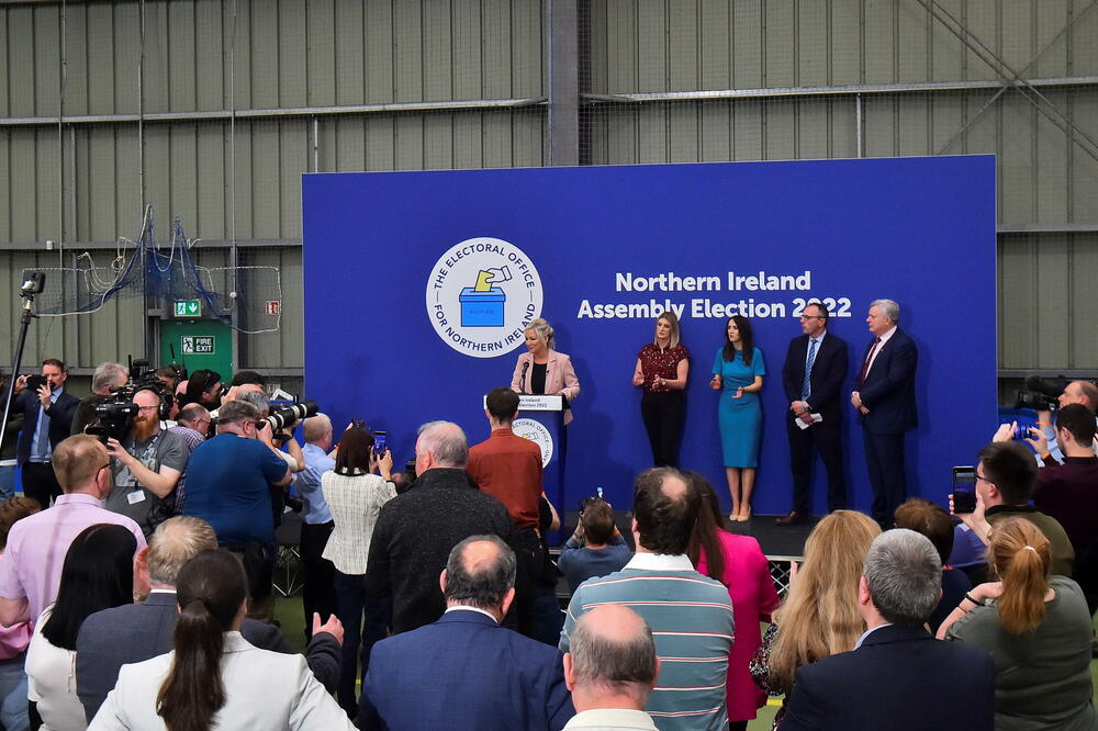 Mišel O'Nil govori nakon što je ta partija osvojila najviše glasova, Foto: Reuters