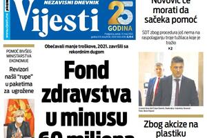 Naslovna strana "Vijesti" za 13. maj 2022.