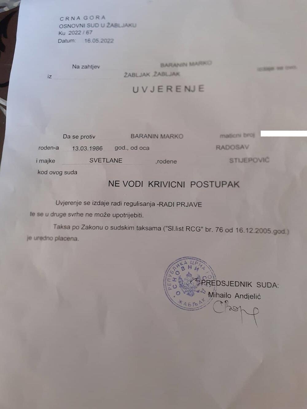 <p>"Takav postupak izazvao je moju reakciju što je javnost vidjela na video snimcima koje sam ja lično prezentovao javnosti"</p>