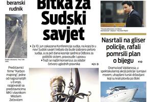 Naslovna strana "Vijesti" za 17. maj 2022.