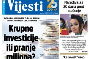 Naslovna strana "Vijesti" za 19. maj 2022.