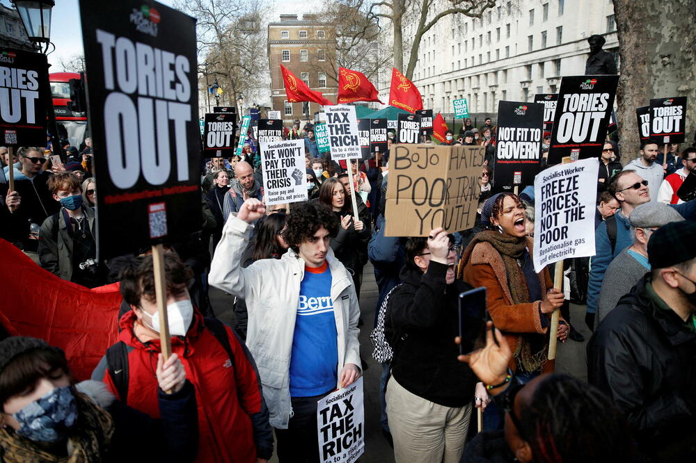 Protesti u Britaniji u aprilu zbog rasta troškova život, Foto: Rojters
