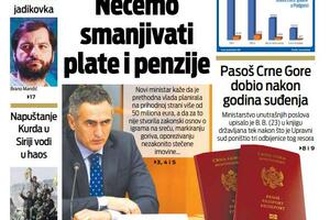 Naslovna strana "Vijesti" za ponedjeljak 30. maj