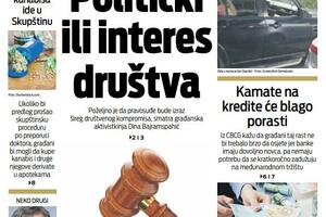 Naslovna strana "Vijesti" za utorak, 31. maj 2022.