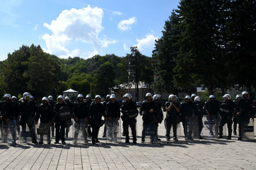 Policija tokom protesta na Cetinju u septembru 2021., Foto: Boris Pejović