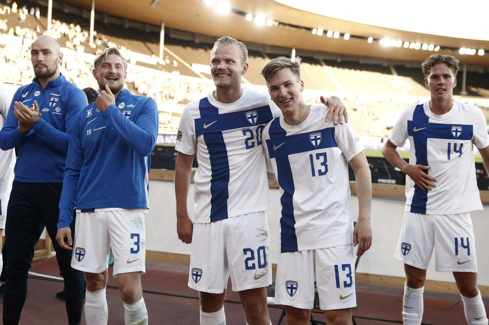 Slavlje finskih fudbalera, Foto: Reuters