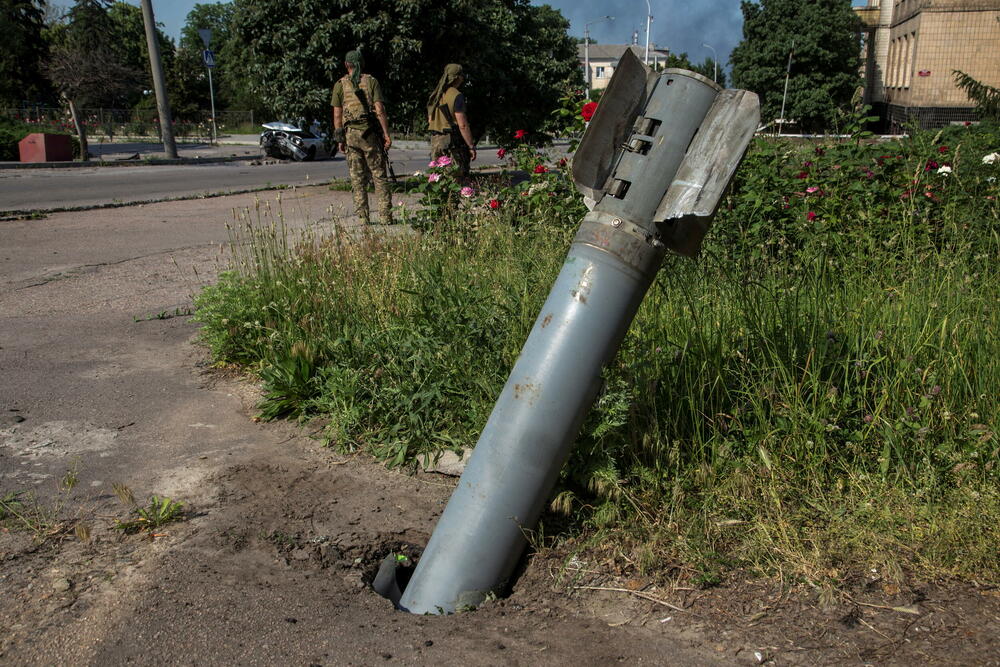 Neeksplodirana granata u Lisičansku na istoku Ukrajine