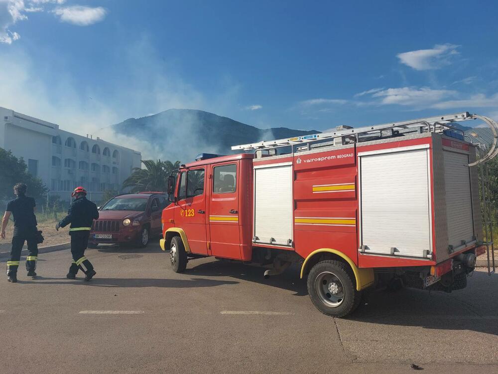 <p>Veliki broj vatrogasnih vozila gasio je požar, vjetar otežavao posao</p>
