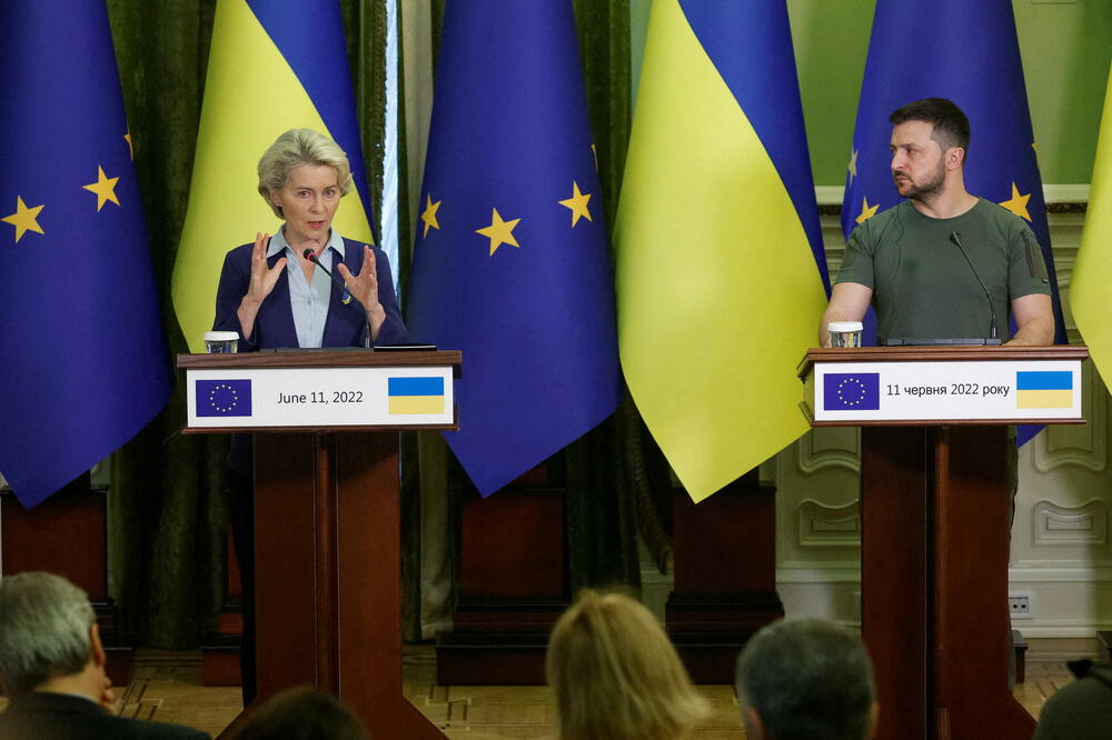 Šefica Evropske komisije Ursula fon der Lajen i predsjednik Ukrajine Volodimir Zelenski u Kijevu, Foto: Rojters