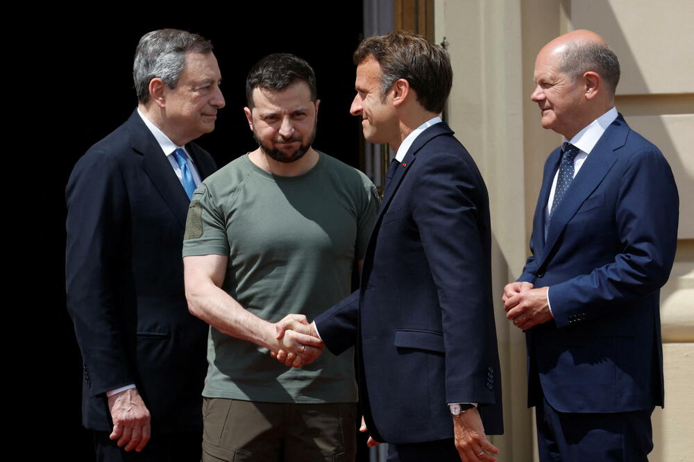 Dragi, Zelenski, Makron i Šolc u Kijevu, Foto: Reuters