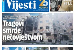 Naslovna strana "Vijesti" za petak 17. jun 2022.