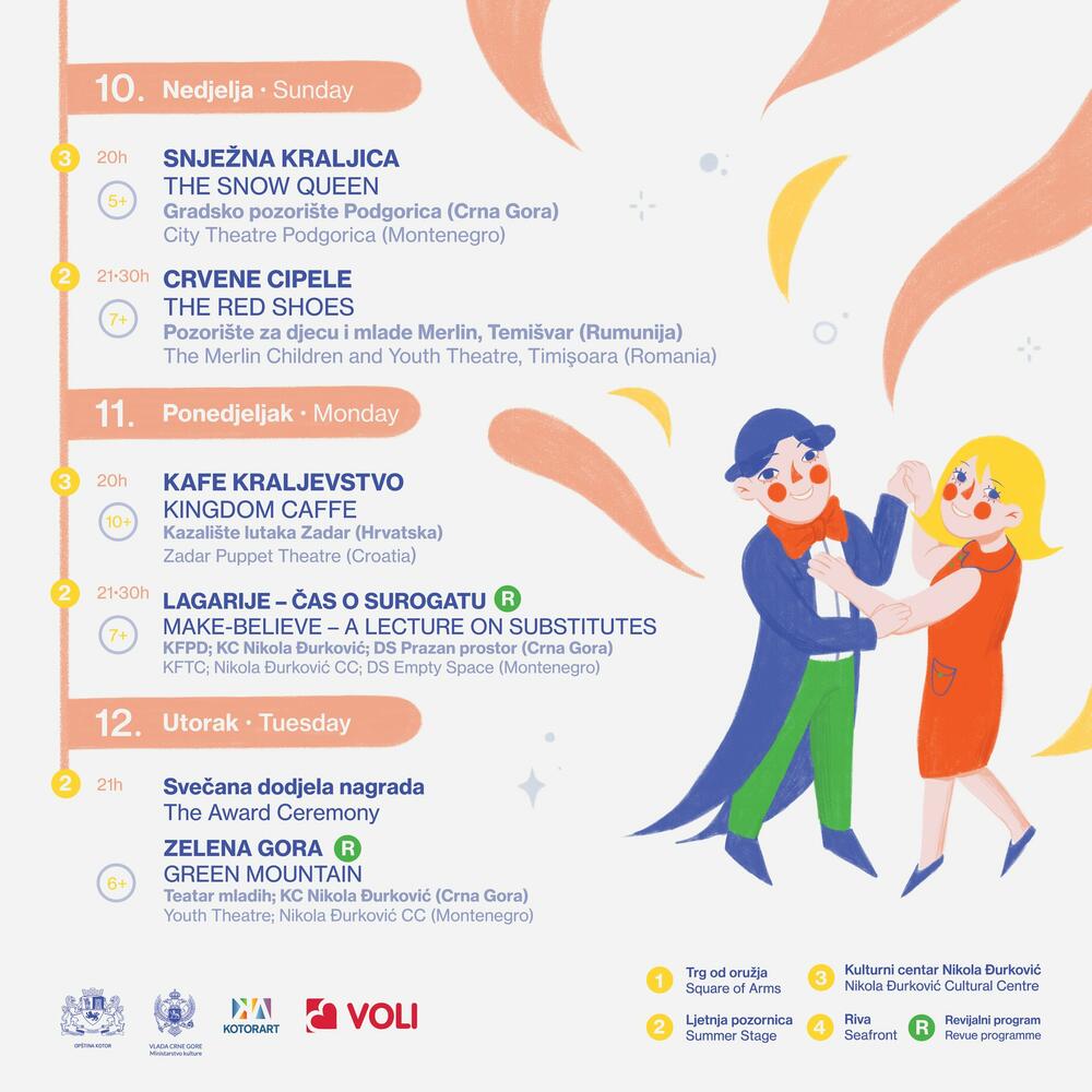 <p>Festival će biti otvoren drugog jula na Trgu od oružja, a posjetioce do 12. jula očekuje mnoštvo različitog programa, najavljeno je na današnjoj konferenciji za medije. Tokom ili neposredno nakon jubilarnog izdanja festivala, biće osnovana i Javna ustanova Pozorište za djecu, najavio je predsjednik Opštine Kotor Vladimir Jokić</p>