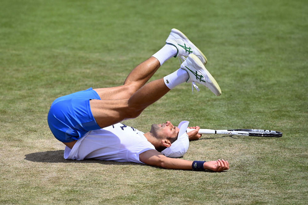 Đoković na jučerašnjem treningu, Foto: Reuters