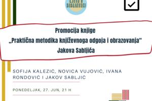 Promocija knjige Jakova Sabljića večeras u Podgorici