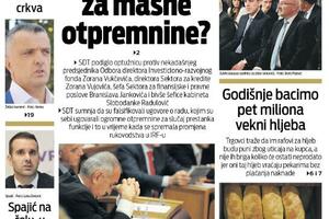 Naslovna strana "Vijesti" za utorak, 28. jun 2022.