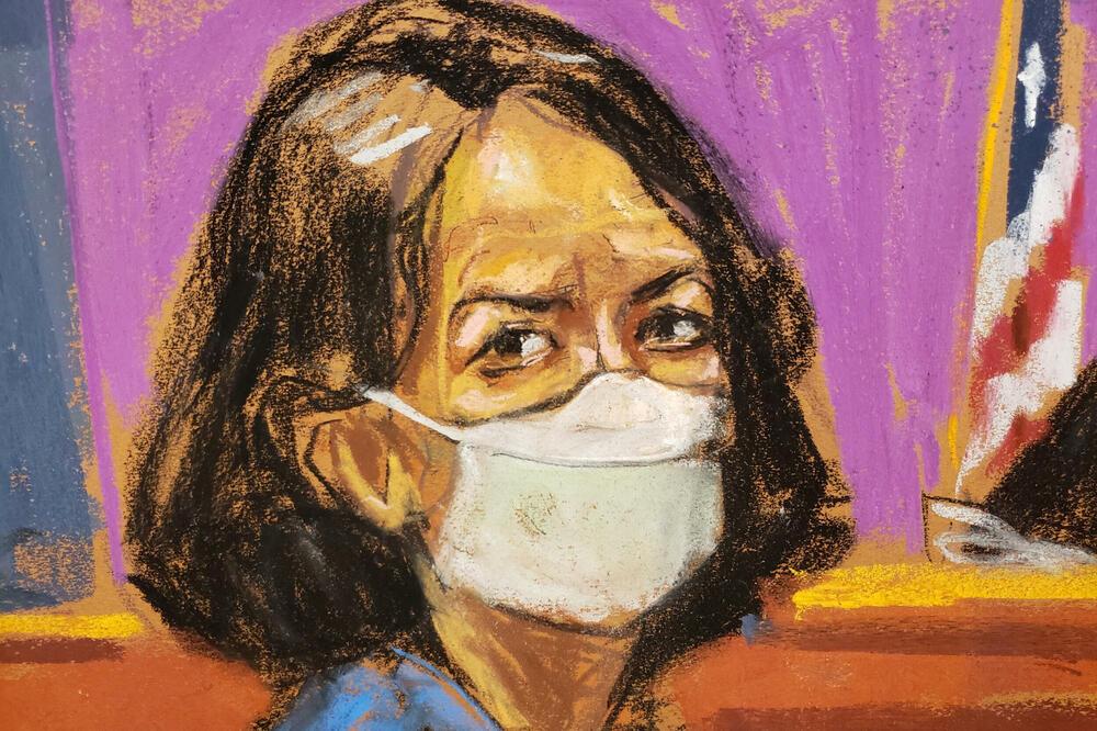 Portret Gislejn Maksvel iz sudnice tokom izricanja presude, Foto: Reuters