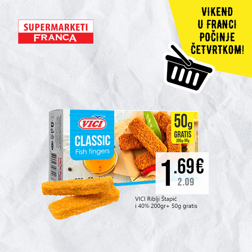 <p>Franca marketi su uvijek na tvojoj strani! Kod nas uvijek možeš pronaći sve što ti treba po odličnim cijenama!</p>