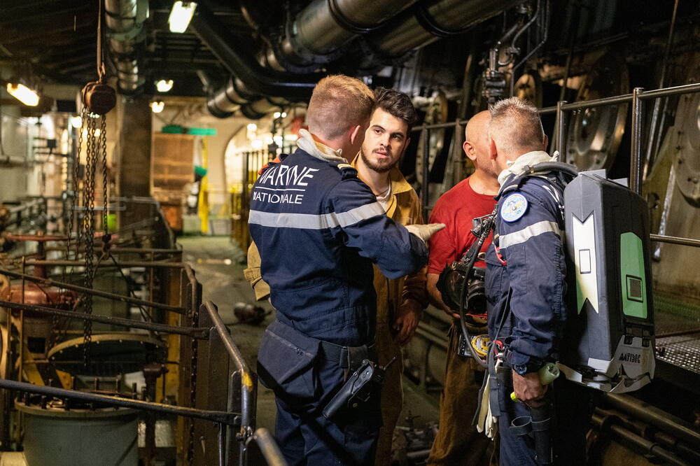 Sa uviđaja u stroju "MSC Rachele" nakon eksplozije, Foto: Twitter/Préfecture maritime de la Méditerranée
