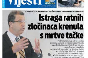 Naslovna strana "Vijesti" za 4. jul 2022.