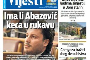 Naslovna strana "Vijesti" za 9. jul 2022.
