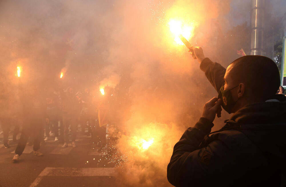 Crnogorski nacionalizam u ekspanziji (ilustracija): Sa protesta takozvanog Patriotsko-komitskog saveza, Foto: Boris Pejović