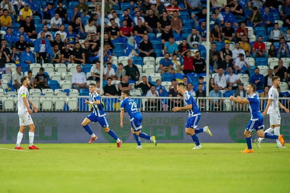 Fudbaleri Budućnosti slave gol Viktora Đukanovića, Foto: FK Budućnost