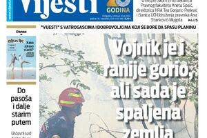 Naslovna strana "Vijesti" za 21. jul