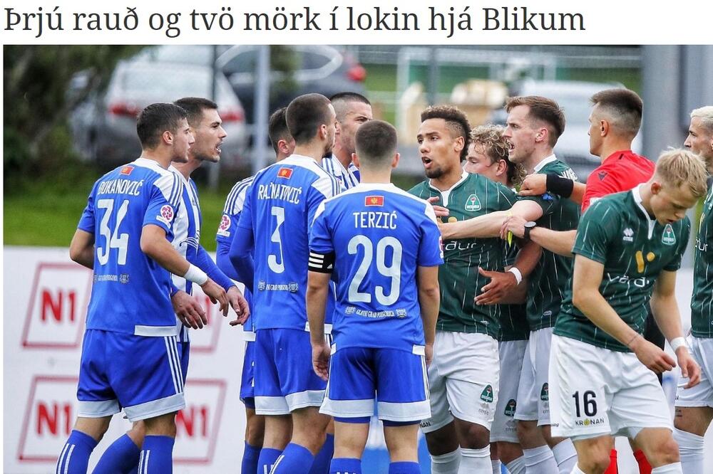 Tri crvena i dva gola na kraju za "blikare": Naslov u islandskim medijima, Foto: mbi.is/printscreen
