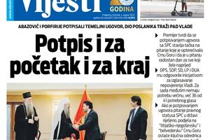 Naslovna strana "Vijesti" za 4. avgust 2022.