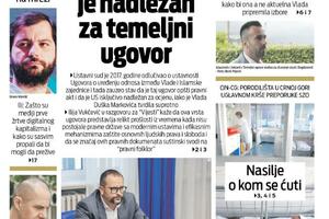 Naslovna strana "Vijesti" za 8. avgust 2022. godine