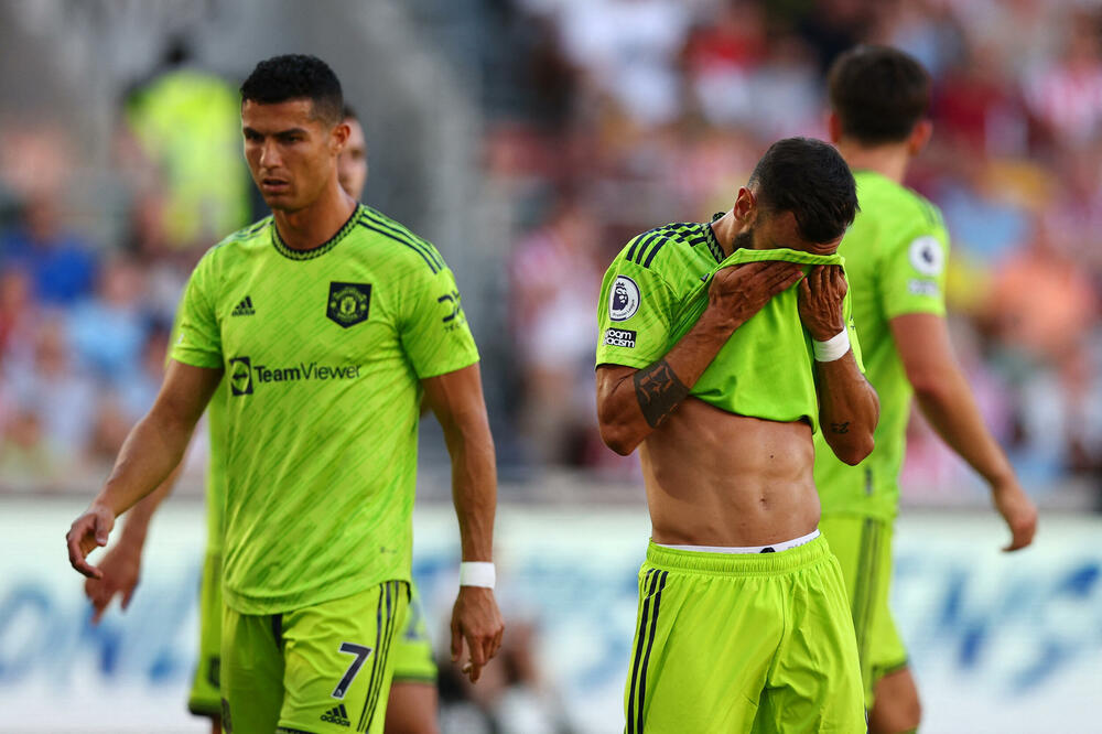 Ronaldo na utakmici sa Brentfordom, Foto: Reuters