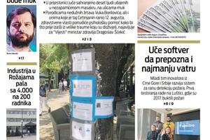 Naslovna strana "Vijesti" za 15. avgust 2022.