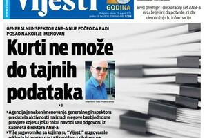 Naslovna strana "Vijesti" za utorak, 23. avgust 2022. godine