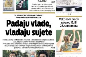 Naslovna strana "Vijesti" za 28. avgust 2022.