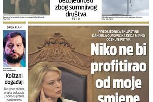 Naslovna strana "Vijesti" za ponedeljak, 29. avgust 2022.