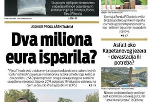 Naslovna strana "Vijesti" za 31. avgust 2022. godine