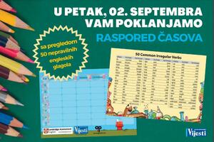 Poklon za školarce: Raspored časova sa 50 engleskih nepravilnih...