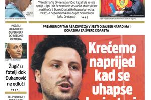 Naslovna strana "Vijesti" za 2. septembar 2022.