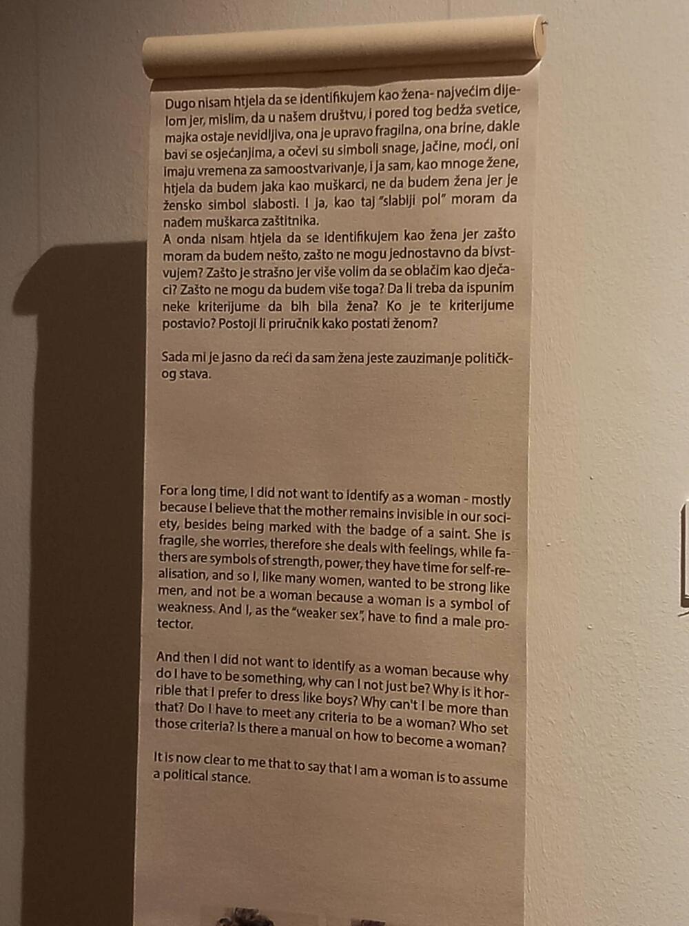 <p>Mi žene sve što je šokantno prolazimo same, i zašto onda ne bih sve to pokazala ljudima”, poručuje angažovana umjetnica iz Tivta koja se predstavlja u Podgorici, u galeriji “Perjanički dom”</p>