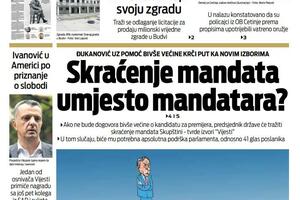 Naslovna strana "Vijesti" za subotu, 17. septembar 2022. godine