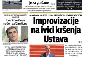 Naslovna strana "Vijesti" za 21. septembar 2022. godine